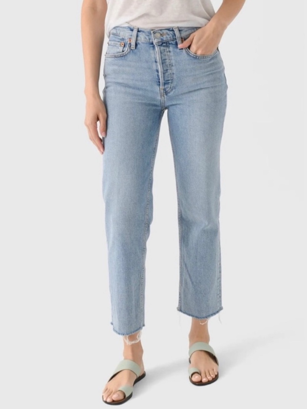 Re/Done High Rise 70's Stove Pipe Jean - Size 24